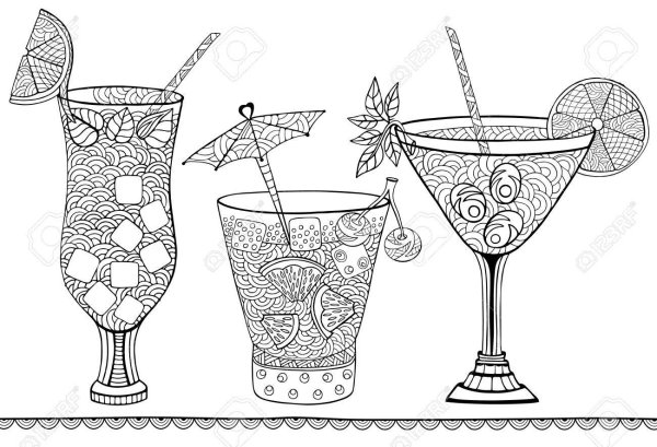Раскраска антистресс коктейль