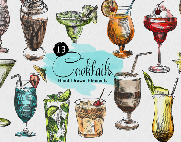 Сложный рисунок коктейль