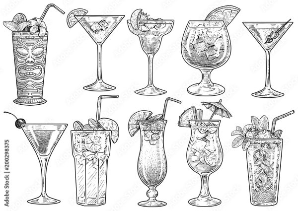 Коктейль зарисовка украшение