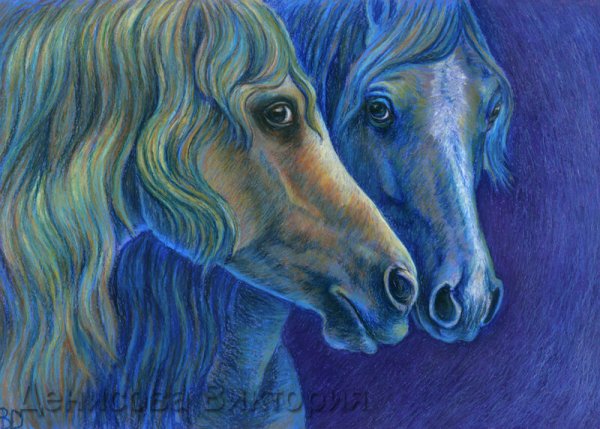 Животные масляной пастелью