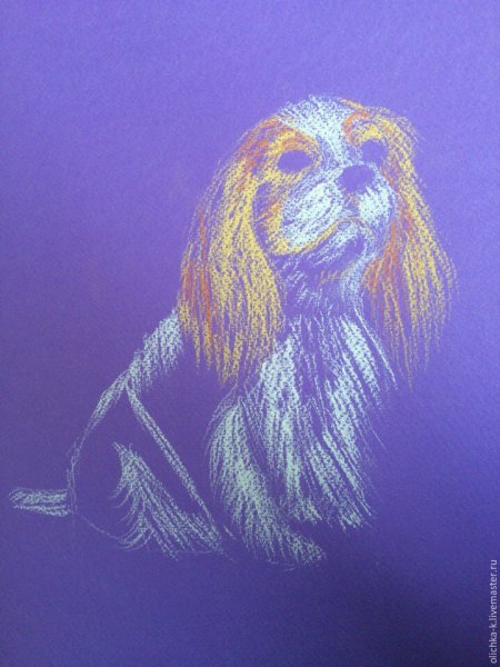 Собака масляной пастелью