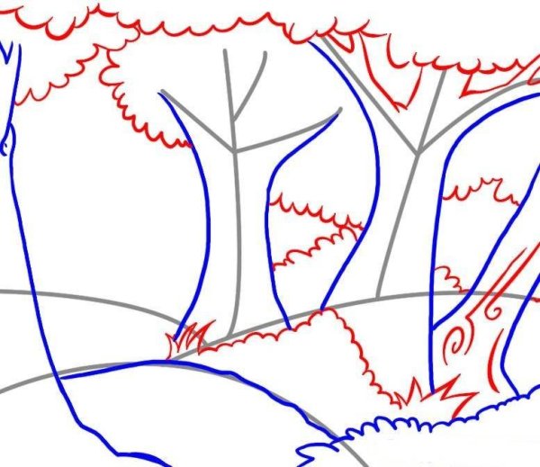 Лес карандашом для начинающих