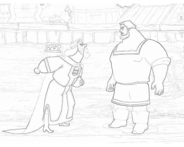 Раскраска Добрыня Никитич и Илья Муромец