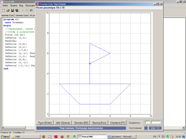 Исполнитель чертежник АБЦ Паскаль