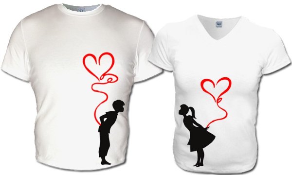 Рисунки на футболках для влюбленных