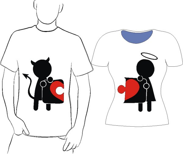 Парные рисунки на футболки