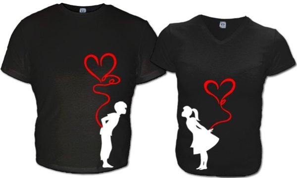 Парные футболки для влюбленных черного цвета