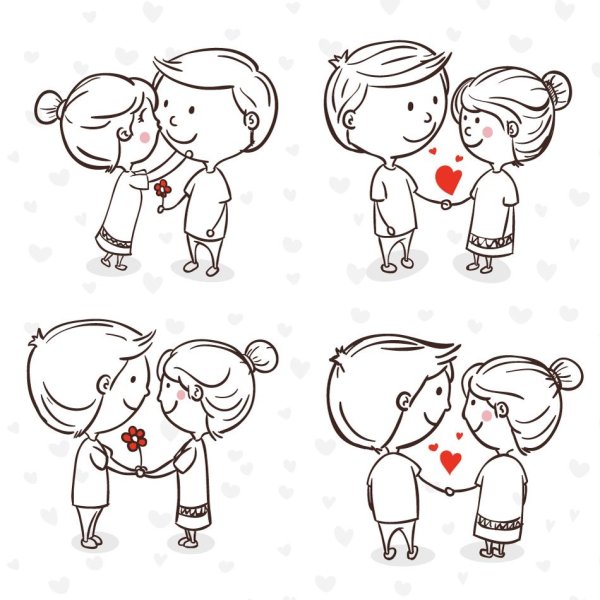 Парные рисунки для срисовки легкие