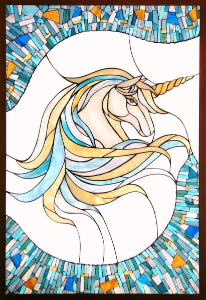 Трафареты для витража Единороги