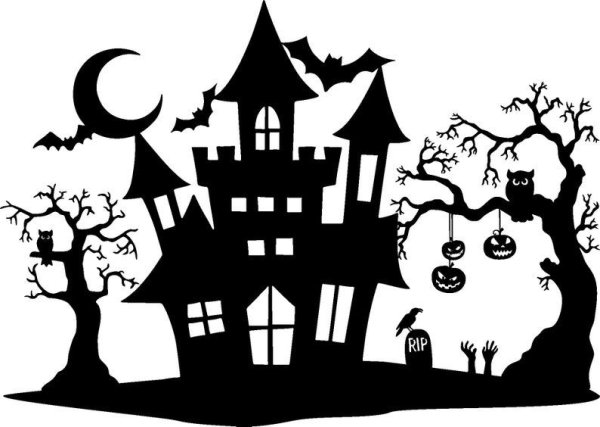 Трафареты на Хэллоуин дом