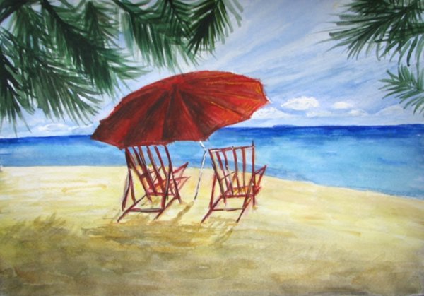 Рисование на тему пляж