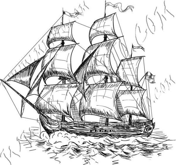 Корабль карандашом