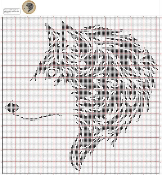 Вышивка крестиком волки Монохромная