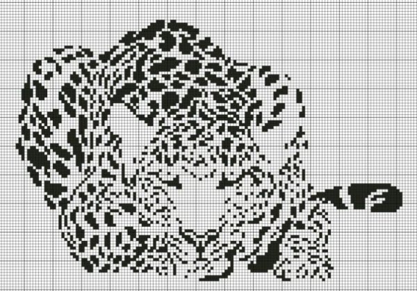 Монохромная вышивка животные