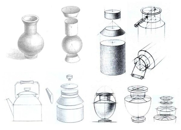 Рисование с натуры предметов комбинированной формы