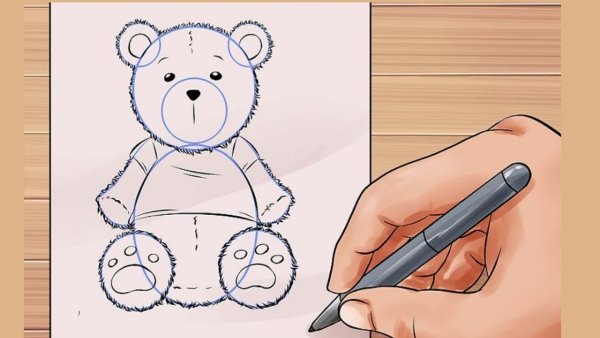 Рисование игрушечного мишки поэтапно