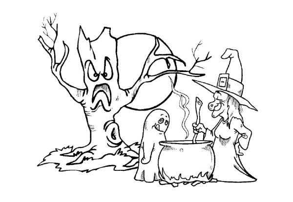 Раскраски на Хэллоуин страшные ведьмы