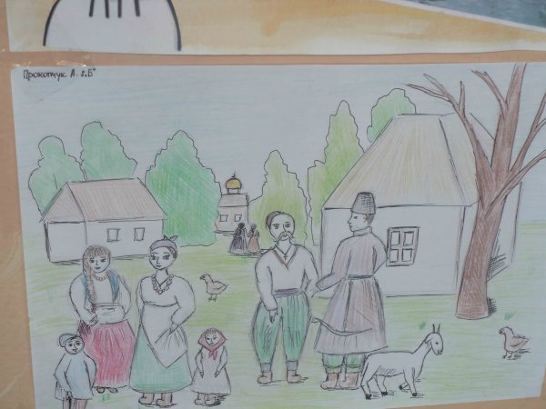 Народные гуляния карандашом