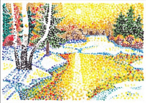 Точечное рисование ватными палочками