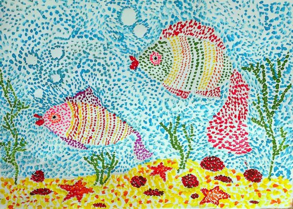 Пуантилизм ватными палочками