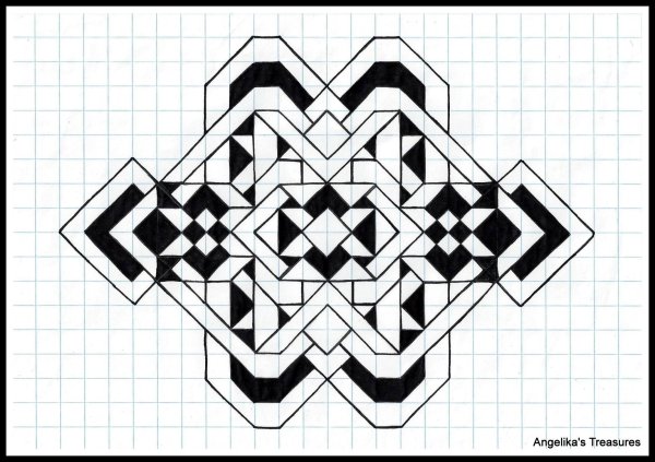 Рисунки по клеточкам в тетради ручкой