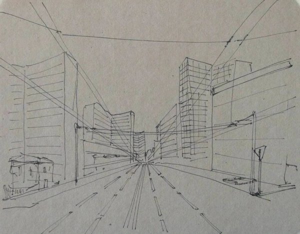 Город двухточечная линейная перспектива)