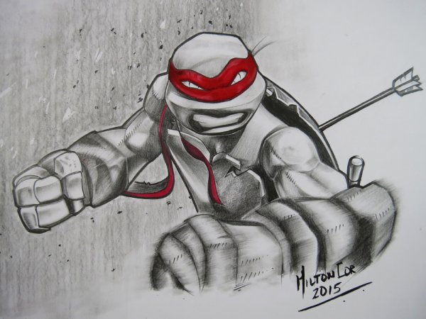 Черепашки ниндзя карандашом Рафаэль