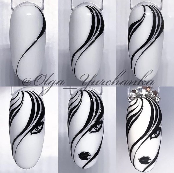 Вензеля на ногтях пошагово