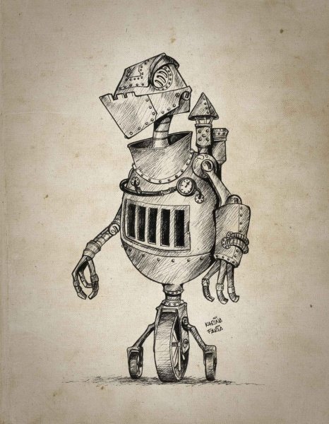 Стимпанк робот набросок