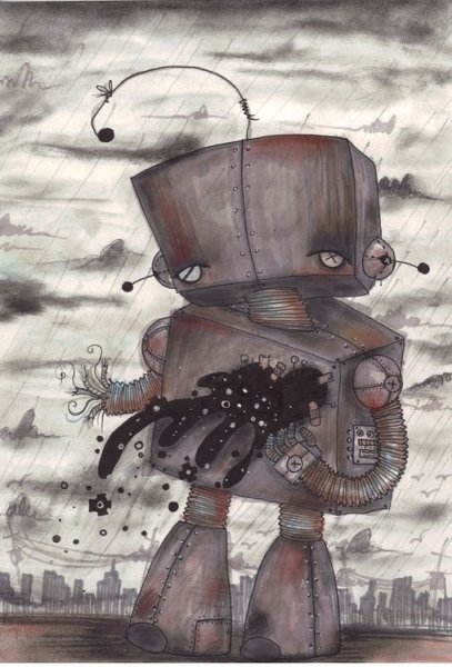 Печальный робот арт