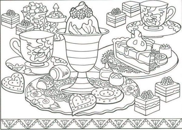 Праздничный стол раскраска для детей