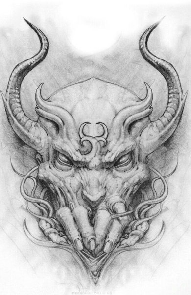 Тату демон эскиз
