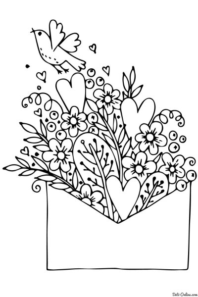 Открытка для мамы раскраска