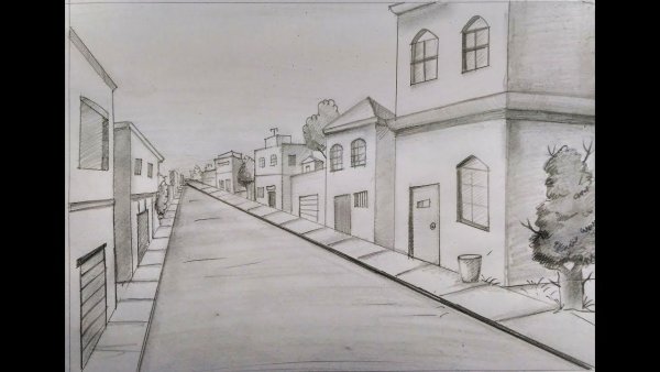 Нарисовать город карандашом