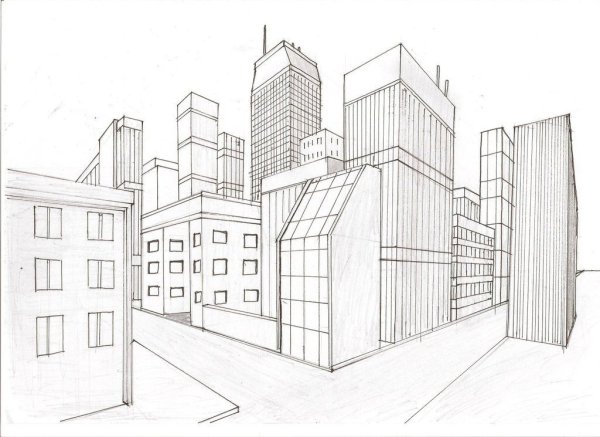 Современный город карандашом