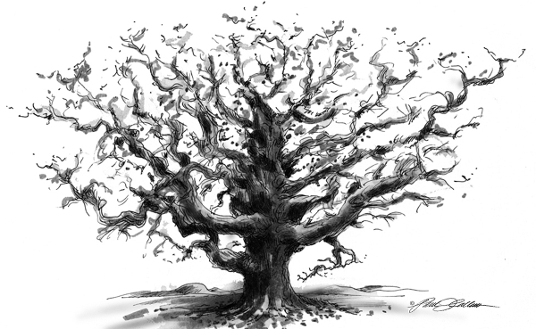 Дерево арт чб