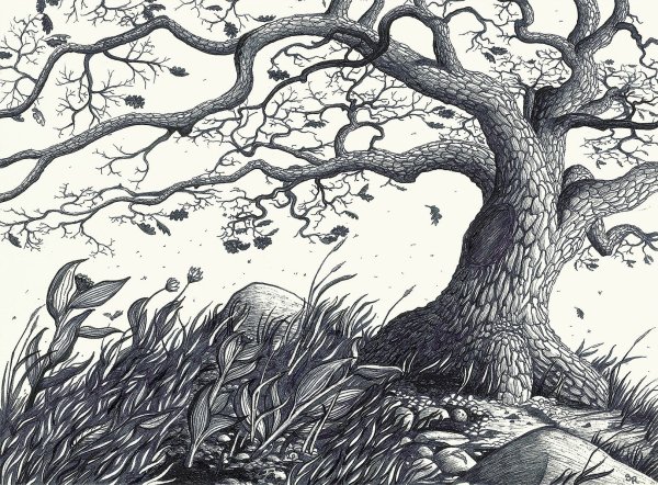 Дерево художественный рисунок