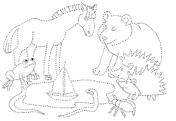 Обведи животных по точкам