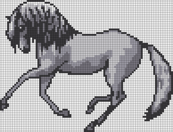 Рисование по клеточкам лошадь