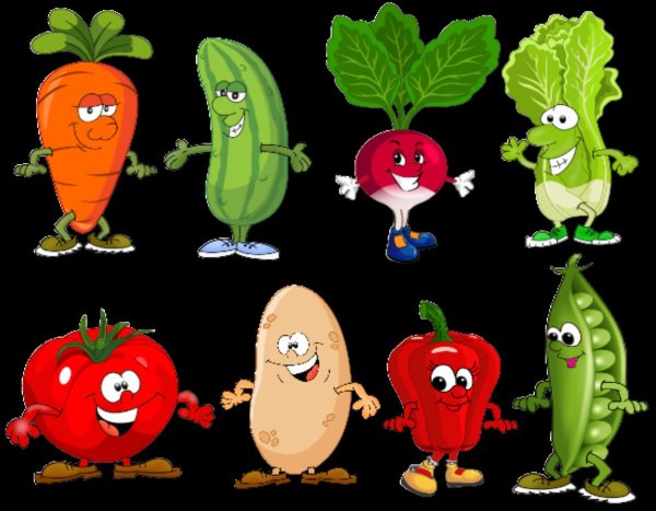 Мультяшные овощи и фрукты