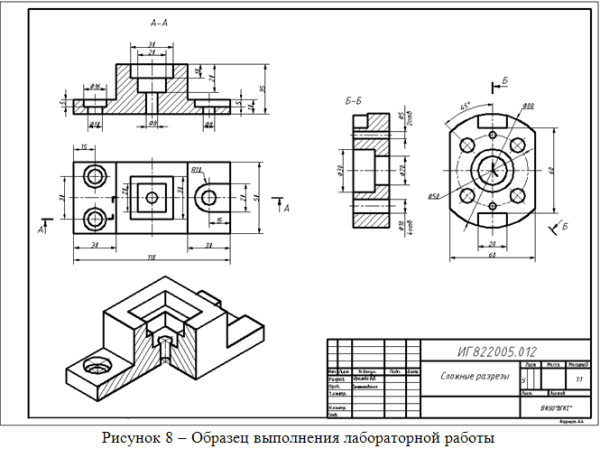 Сложный ступенчатый разрез на чертеже плита