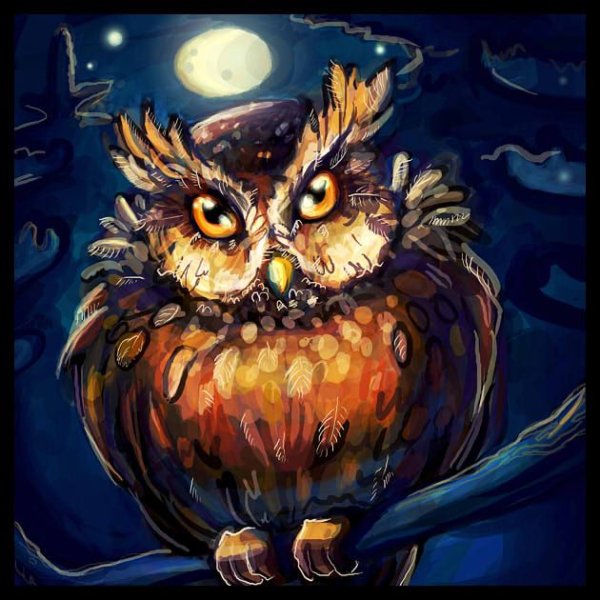 Страшная нарисованная Сова