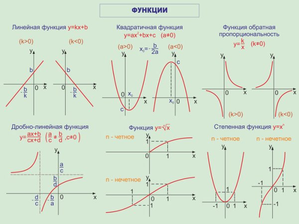 Виды Графика функции и их формулы