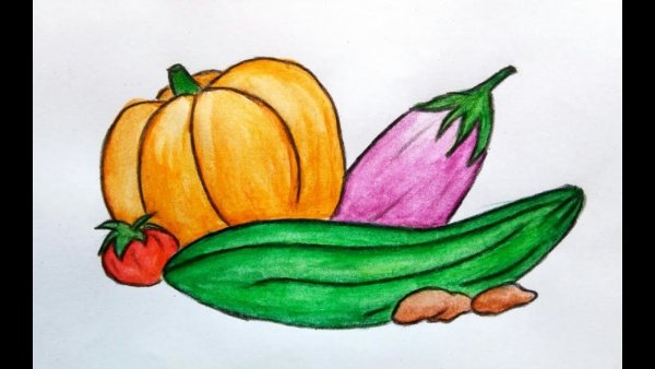 Рисование овощей и фруктов для детей