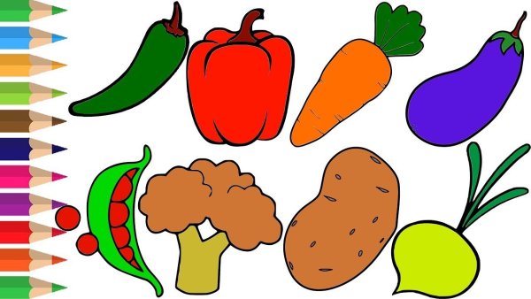 Рисование овощи и фрукты