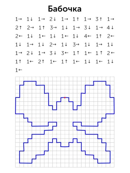 Графический диктант по клеточкам для школьников 6-7 лет