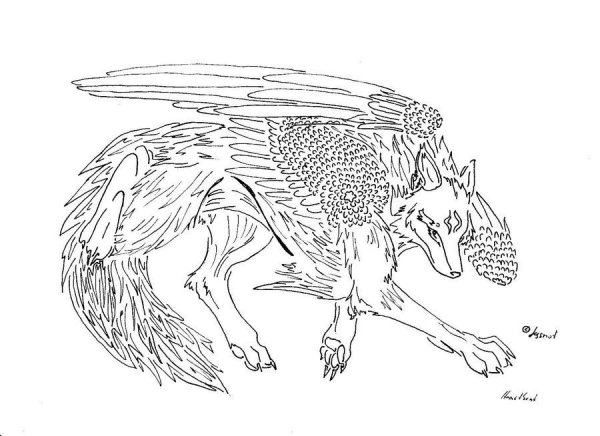 Волшебный волк раскраска