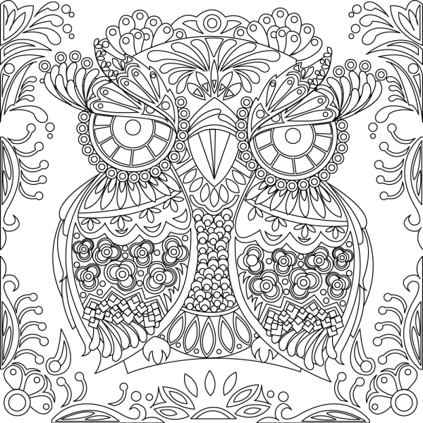 Мандала для раскрашивания Сова