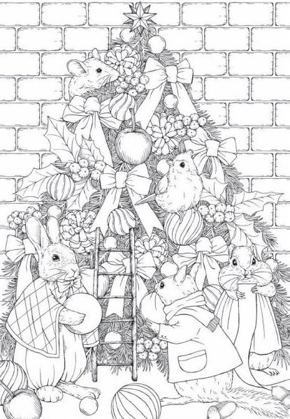 Раскраска новый год для взрослых