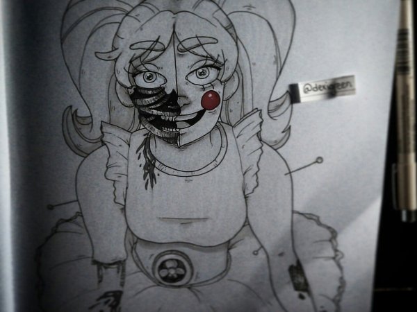 Бейби ФНАФ рисунок карандашом